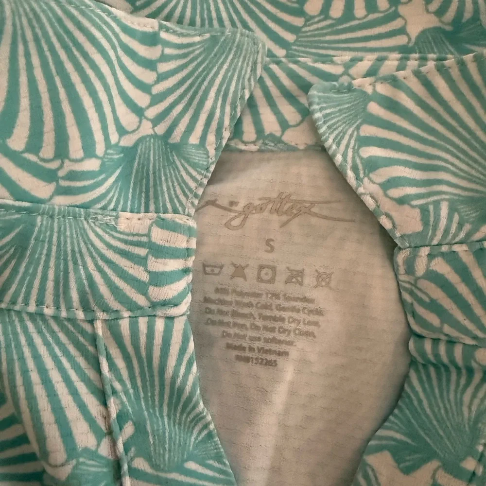 Gottex teal and White Shell-Print golf skort and top - Picture 2 of 6